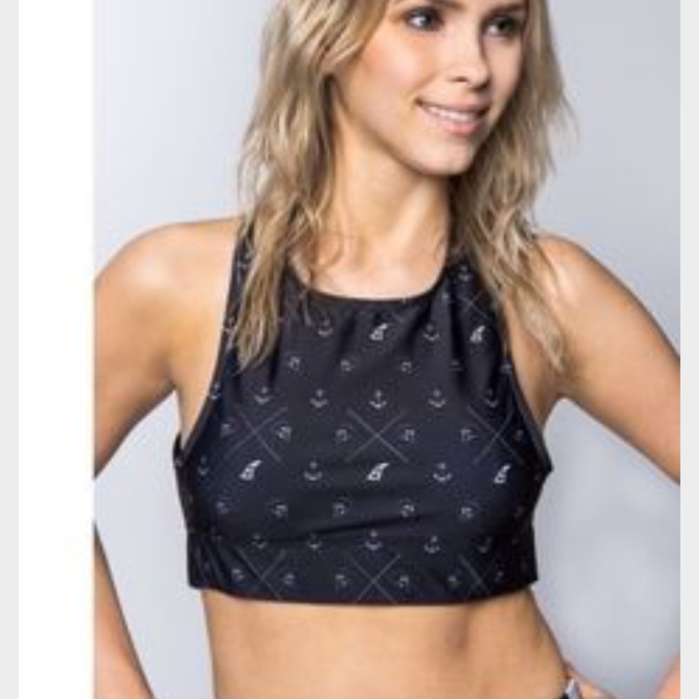 Akela Surf skull anchor athletic bikini swim top S